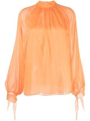 Roberto Cavalli blouse en soie à effet de transparence - Orange