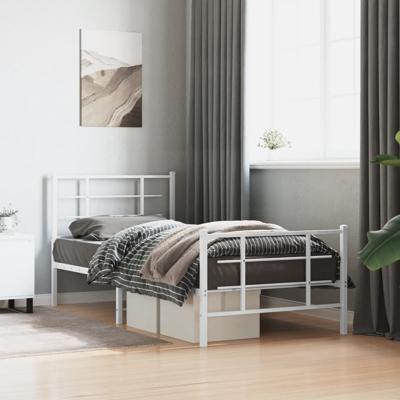 Bedframe met hoofd- en voeteneinde metaal wit 90x200 cm