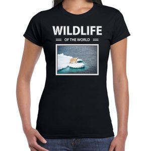 IJsbeer t-shirt met dieren foto wildlife of the world zwart voor dames