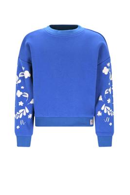 NoNo winter sweater meisjes - blauw - Konono - furry, mouwprint