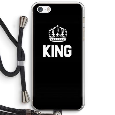 King zwart: iPhone 5 / 5S / SE Transparant Hoesje met koord