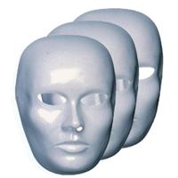 Blanco gezicht masker vrouw - Set van 8x stuks - wit - plastic - beschilderbaar - Carnaval