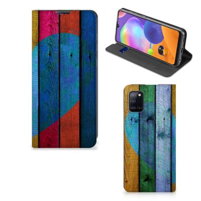Samsung Galaxy A31 Book | Wallet Case | Wood Heart - Cadeau voor je Vriend