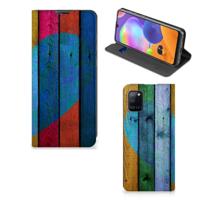 Samsung Galaxy A31 Book | Wallet Case | Wood Heart - Cadeau voor je Vriend