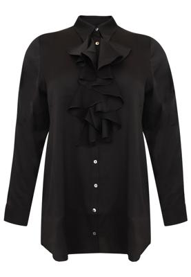 Yoek Blouse met ruches | Zwart | Maat 58/60