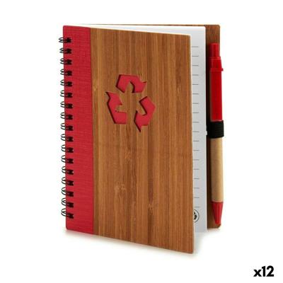 Spiraalnotitieblok met Pen Pincello 1 x 16 x 12 cm Bamboe (12 Stuks)