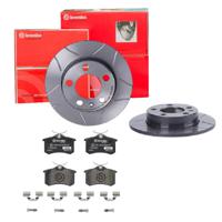 Remmenset, remschijf BREMBO, Remschijftype: Gespleten, Inbouwplaats: Achteras: , u.a. für Seat, Audi, Skoda, VW