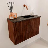 Toiletmeubel Mondiaz Joya Dlux | 60 cm | Meubelkleur Ruby | Faye wastafel Lava Wasbak Rechts | Zonder kraangat(en)