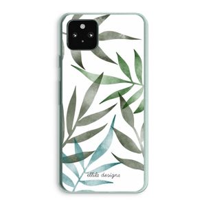 Tropical watercolor leaves: Google Pixel 5a 5G Transparant Hoesje