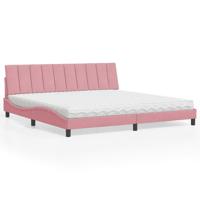 Bed met matras "Hanko" fluweel roze 200x200 cm