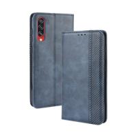 Voor Galaxy A70s magnetische Buckle retro Crazy Horse textuur horizontale Flip leergeval met houder & kaartsleuven & fotolijstjes (blauw)