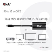 CLUB3D Mini DisplayPort 1.4 naar HDMI 4K120Hz met DSC1.2 actieve adapter M/F - thumbnail