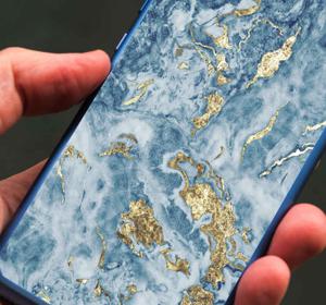 Huawei mobiel stickers Blauw en gouden effect