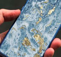 Huawei mobiel stickers Blauw en gouden effect - thumbnail