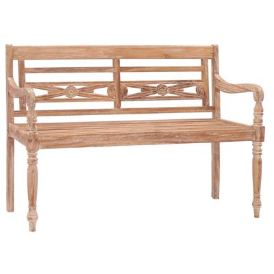 Bankje Batavia 120 cm massief teakhout met whitewash afwerking