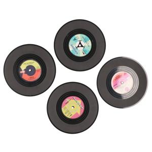 4x LP vinyl onderzetters - dia 11 cm - Onderzetters voor glazen en bekers - Muziekfan