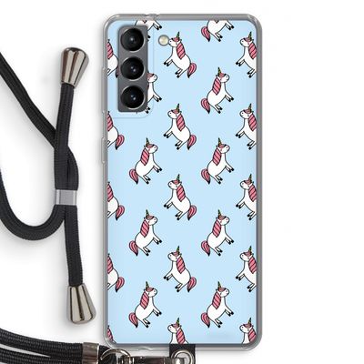 Eenhoorns overal: Samsung Galaxy S21 Transparant Hoesje met koord