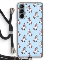 Eenhoorns overal: Samsung Galaxy S21 Transparant Hoesje met koord