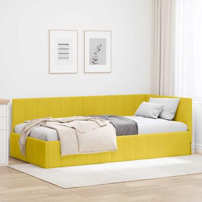 Hoekbedframe met hoofdeinde Geel 90 x 190 cm Fluweel