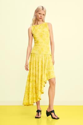 Asymmetrische jurk met print - YELLOW - L Asymmetrische jurk met print - YELLOW - L