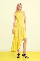 Asymmetrische jurk met print - YELLOW - L