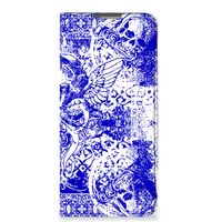 Mobiel BookCase OPPO Reno8 Lite Angel Skull Blauw