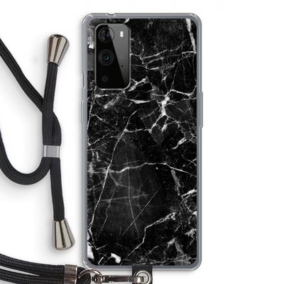 Zwart Marmer 2: OnePlus 9 Pro Transparant Hoesje met koord