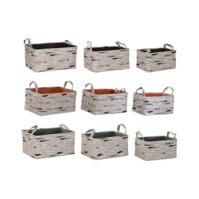 Mandenset DKD Home Decor Bruin Grijs Oranje 40 x 30 x 20 cm (3 Stuks)