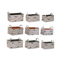 Mandenset DKD Home Decor Bruin Grijs Oranje 40 x 30 x 20 cm (3 Stuks)