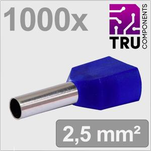 TRU COMPONENTS TC-13377240 Dubbele adereindhulzen 2.5 mm² Deels geïsoleerd Blauw 1000 stuk(s)