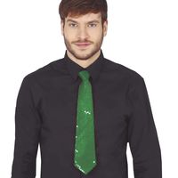 Carnaval verkleed stropdas met pailletten - groen - polyester - volwassenen/unisex - thumbnail