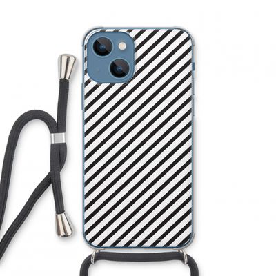 Strepen zwart-wit: iPhone 13 mini Transparant Hoesje met koord