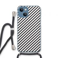 Strepen zwart-wit: iPhone 13 mini Transparant Hoesje met koord