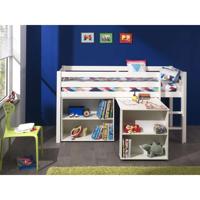 Leen Bakker - Vipack Halfhoogslaper Pino Met Bureau En Boekenkast - 114x105,4x209,4 Cm - MDF - Wit - 105.4x114x209.4 Cm