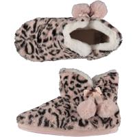 Apollo dames hoge pantoffels/sloffen - luipaard print - roze - maat 37-38