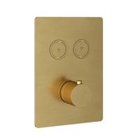 Hotbath Cobber afbouwdeel inbouwthermostaat met 2 pushbuttons geborsteld messing (goud) PVD PB009QEXTBBP