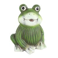Tuinbeeld kikker zittend - kunststeen - H10 cm - groen - Decoratie dieren