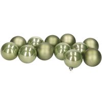 12x stuks kunststof kerstballen lichtgroen 6 cm glans/mat