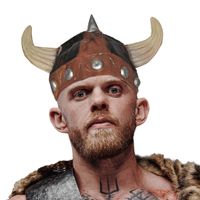 Viking verkleed helm bruin/beige voor volwassenen - thumbnail