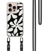 iPhone 16 Pro hoesje met zwart koord - Noir bloom iPhone 16 Pro hoesje met zwart koord - Noir bloom