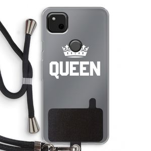 Queen zwart: Pixel 4a Transparant Hoesje met koord
