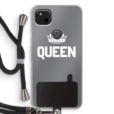 Queen zwart: Pixel 4a Transparant Hoesje met koord