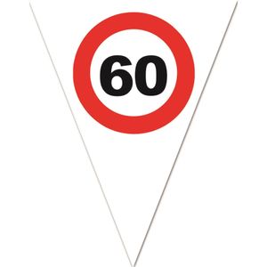 Leeftijd verjaardag vlaggenlijn met 60 jaar stopbord opdruk 5 meter