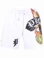 Philipp Plein short de bain à logo imprimé - Blanc - thumbnail