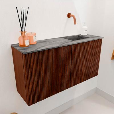 Toiletmeubel Mondiaz Joya Dlux | 80 cm | Meubelkleur Ruby | Faye wastafel Sombra Wasbak Rechts | Zonder kraangat(en)
