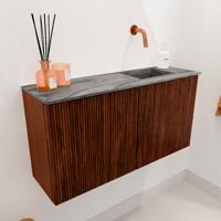 Toiletmeubel Mondiaz Joya Dlux | 80 cm | Meubelkleur Ruby | Faye wastafel Sombra Wasbak Rechts | Zonder kraangat(en)
