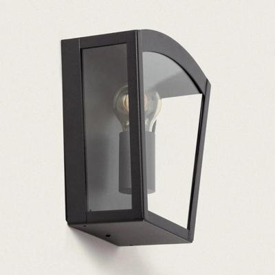 Buitenlamp zwart glas e27 fitting &apos;Daan&apos; RVS voordeur metaal