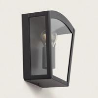 Buitenlamp zwart glas e27 fitting &apos;Daan&apos; RVS voordeur metaal