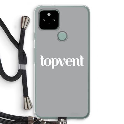 Topvent Grijs Wit: Pixel 5 Transparant Hoesje met koord