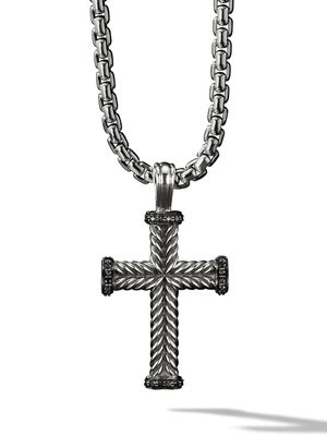 David Yurman pendentif Chevron Cross en argent sterling (33,5 mm) - Noir